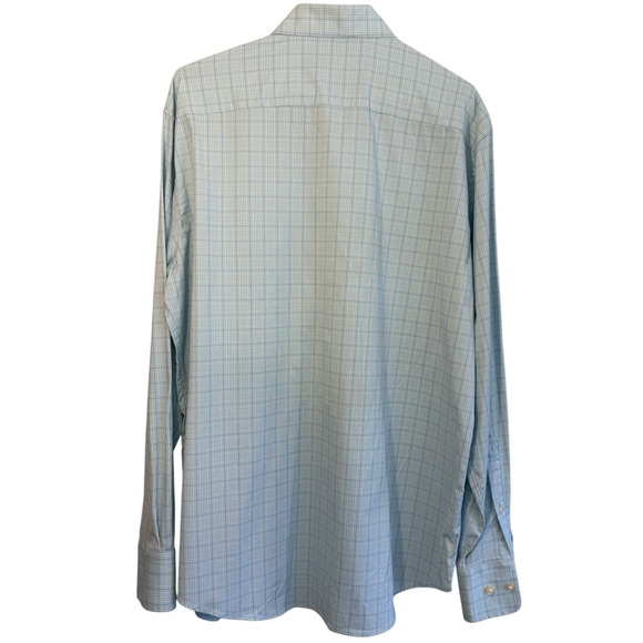 Peter Millar Summer Comfort Men's L Long Sleeve Turquoise Plaid Button Up Shirt - Picture 2 of 9